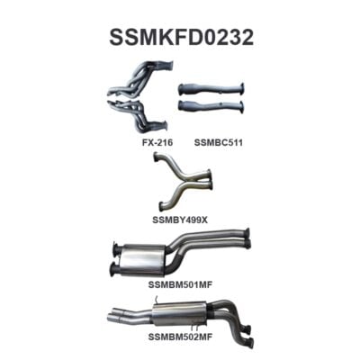Ford FG 5.0L V8 Ute 3in Dual With Extractors Muffler/Muffler