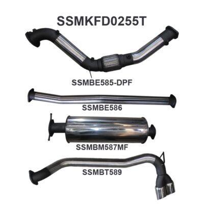 Ford PX2 & PX3 Ranger 3in Turbo Back Without Cat & With Muffler, Twin Black Tip Side Exit (SSMKFD0255T-B)