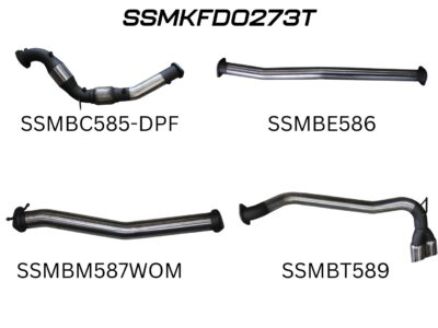 Ford PX2 & PX3 Ranger 3in Turbo Back With Cat & Without Muffler, Twin Black Tip Side Exit (SSMKFD0273T-B)
