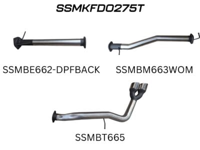 Ford Next Gen T6.2 Ranger V6 3in DPF Back Without Mufflers, Twin Tip Side Exit (SSMKFD0275T)