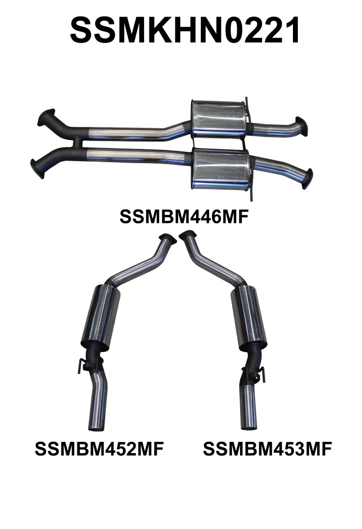 ssmkhn0221-01-mpiclean HSV VY Maloo 3in Dual Cat Back, Centre Mufflers, Rear Mufflers With Tips (SSMKHN0221)