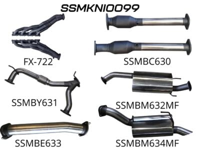 Nissan Patrol Y62 V8 5.6L Wagon 3in Full Exhaust System - Extractors, Hi Flow cats, muffler centre (SSMKNI0099)