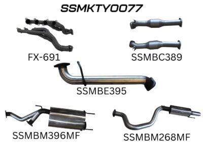 Toyota Landcruiser UZJ100 4.7L V8 Extractors, Cats & 3in Exhaust with Centre & Rear Muffler (SSMKTY0077)