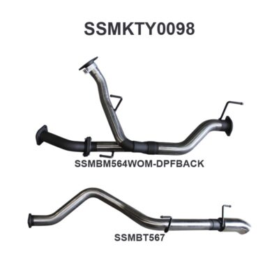 Toyota Landcruiser VDJ200 2.5in twin into single 3in DPF Back, with 4in tip, stainless steel