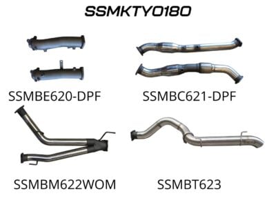 Toyota Landcruiser VDJ200 V8 DPF 3in Dual Turbo Back With Cats, NO MUFFLERS, 4in Tailpipe Exit (SSMKTY0180)