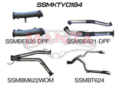 Toyota Landcruiser VDJ200 V8 DPF 3in Dual Turbo Back Without Cats, NO MUFFLERS, Exit L&R (SSMKTY0184)