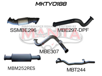 Toyota Landcruiser VDJ78 V8 Troopy 3in Turbo Back No Cat, with Muffler, DPF model (MKTY0188)
