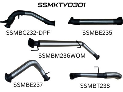 Landcruiser 300 Series V6, 3in Turbo Back With Cat & Without Muffler, 4in Chrome Tip