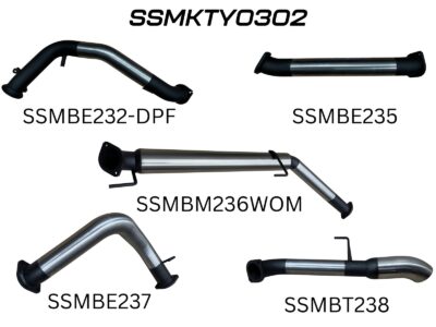 Landcruiser 300 Series V6, 3in Turbo Back Without Cat & Without Muffler, 4in Chrome Tip