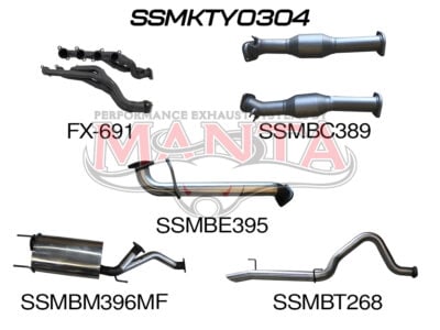 Toyota UZJ100 LANDCRUISER 4.7L V8 EXTRACTORS, CATS & 3in EXHAUST WITH CENTRE MUFFLER & REAR TAILPIPE (SSMKTY0304)