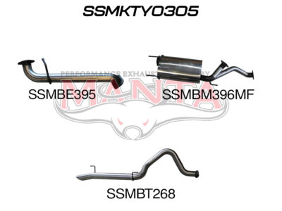 Toyota UZJ100 LANDCRUISER 4.7L V8 3in CAT-BACK EXHAUST WITH CENTRE MUFFLER & REAR TAILPIPE (SSMKTY0305)