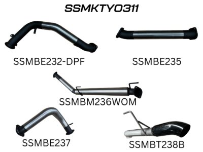 Landcruiser 300 Series V6, 3in Turbo Back Without Cat & Without Muffler, 4in Black Tip