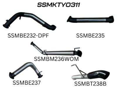 Landcruiser 300 Series V6, 3in Turbo Back Without Cat & Without Muffler, 4in Black Tip