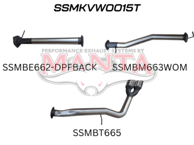 Volkswagen Amarok TDI600 V6 4/2023 On, 3in DPF Back Without Mufflers, Twin Chrome Tip Side Exit (SSMKVW0015T)