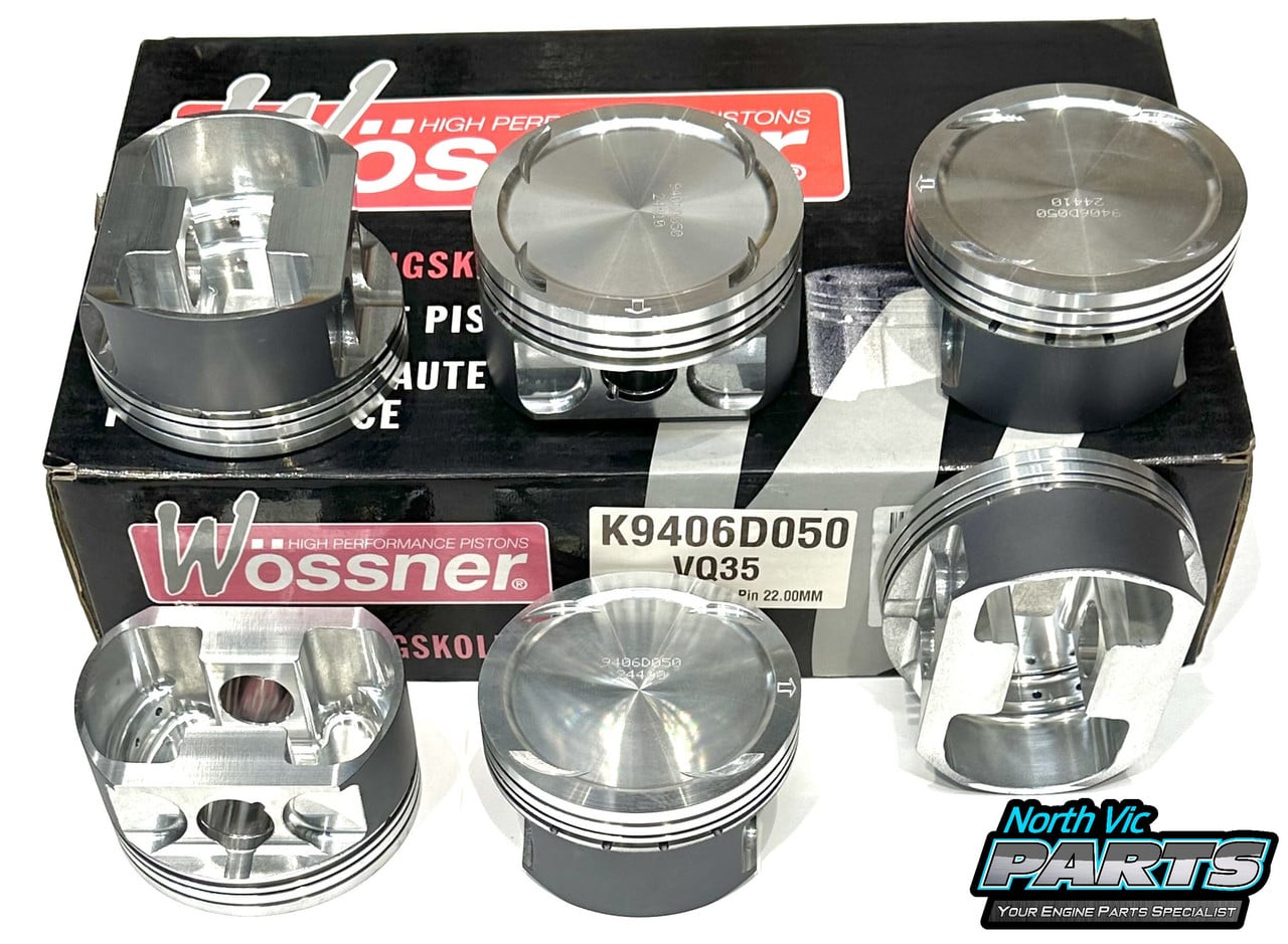 Wossner Forged Piston & Ring Set | 0.50+ Oversize | Nissan VQ35DE North Vic Parts Wossner Forged Piston & Ring Set | 0.50+ Oversize | Nissan VQ35DE