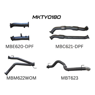 Toyota Landcruiser VDJ200 V8 DPF 3in Dual Turbo Back With Cats, NO MUFFLERS, 4in Tailpipe Exit (MKTY0180)